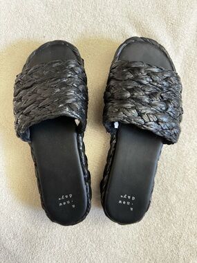 A New Day Woven Slide Sandals in Black - Comfortable Women's Slides